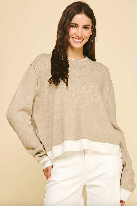 Colorblock Drop Shoulder Sweater