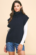 Turtleneck Side Tie Sweater Vest