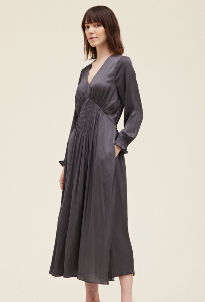 Center Smock Satin Dress
