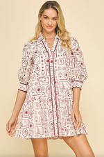 Western Print Tiered Dress