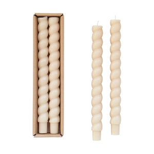 Set of Two Twisted Tapers - Cream