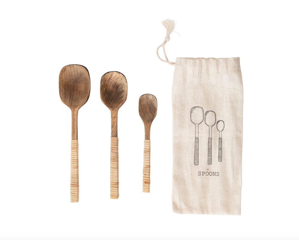 Set of 3 Bamboo Wrapped Spoons