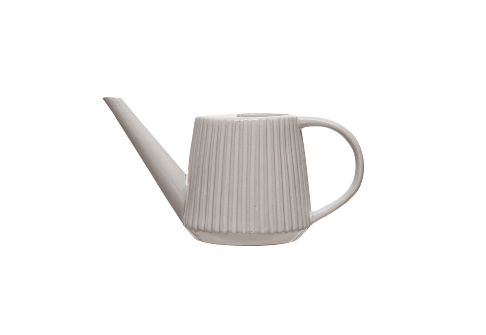 White Stoneware Fluted Watering Can