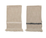 Woven Cotton Striped Tea Towels with Fringe