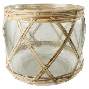 Cairo Glass & Rattan Hurricane