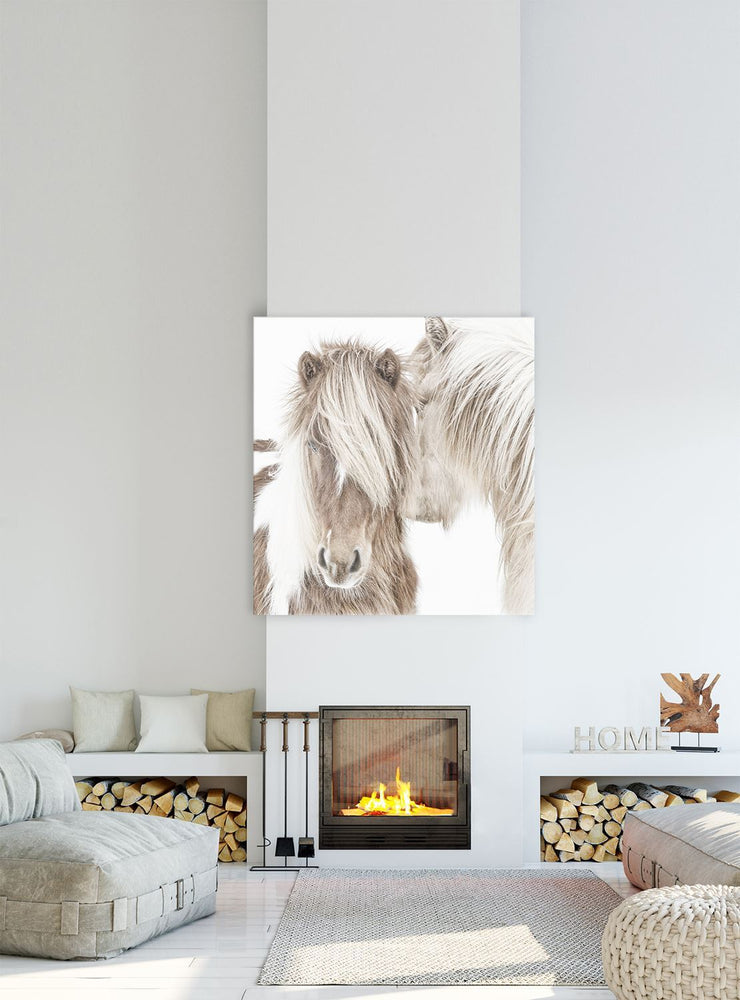 Nuzzling Ponies Art in White Frame