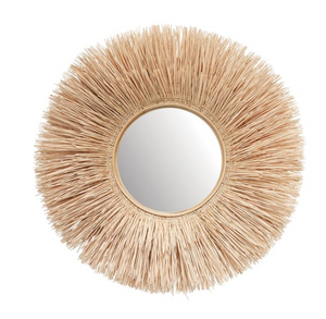 
            
                Load image into Gallery viewer, Round Bleached Wicker Wall Mirror
            
        