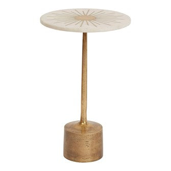 White Marble Table with Metal Sunburst Top