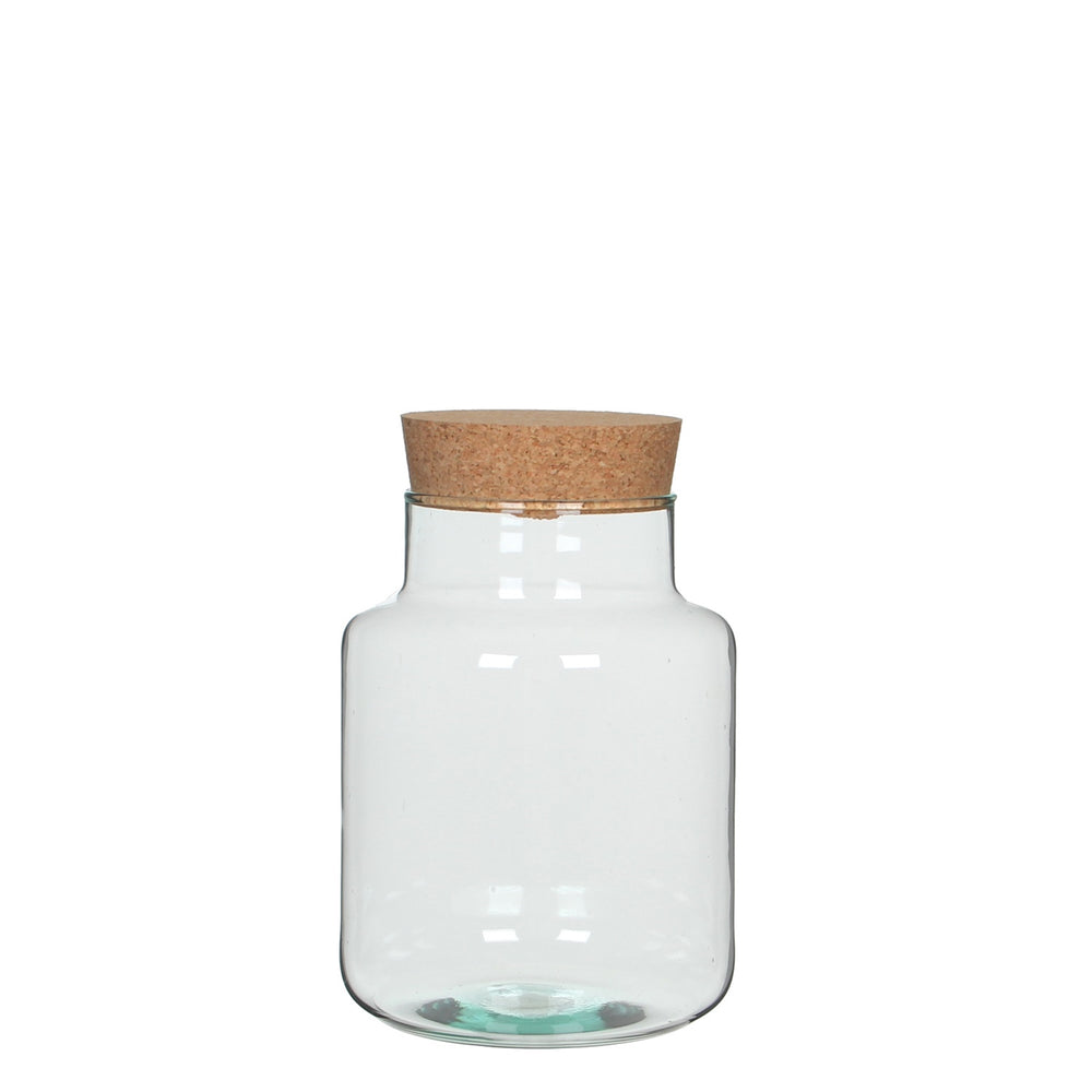 Chela Medium Glass Storage Pot with Cork Top 10.25"