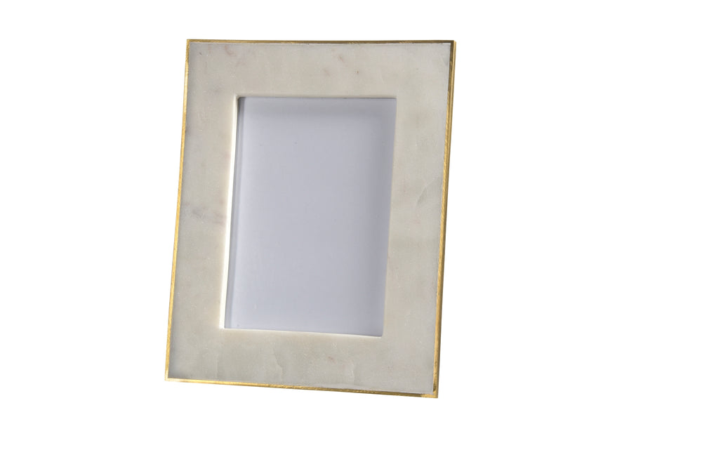
            
                Load image into Gallery viewer, Marble Picture Frame with Brass Trim - 5 x 7
            
        