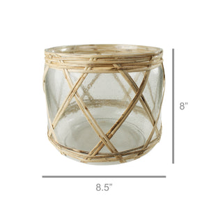 Cairo Glass & Rattan Hurricane