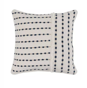 Ivory & Navy Embroidered Pillow