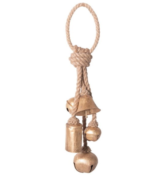 Gold Metal Bells on Jute Hanger