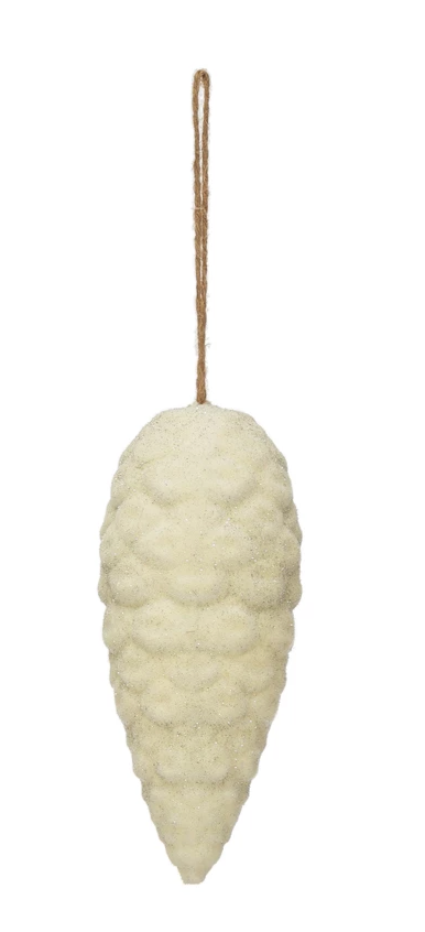 Flocked Pinecone Ornament