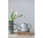 White Stoneware Fluted Watering Can