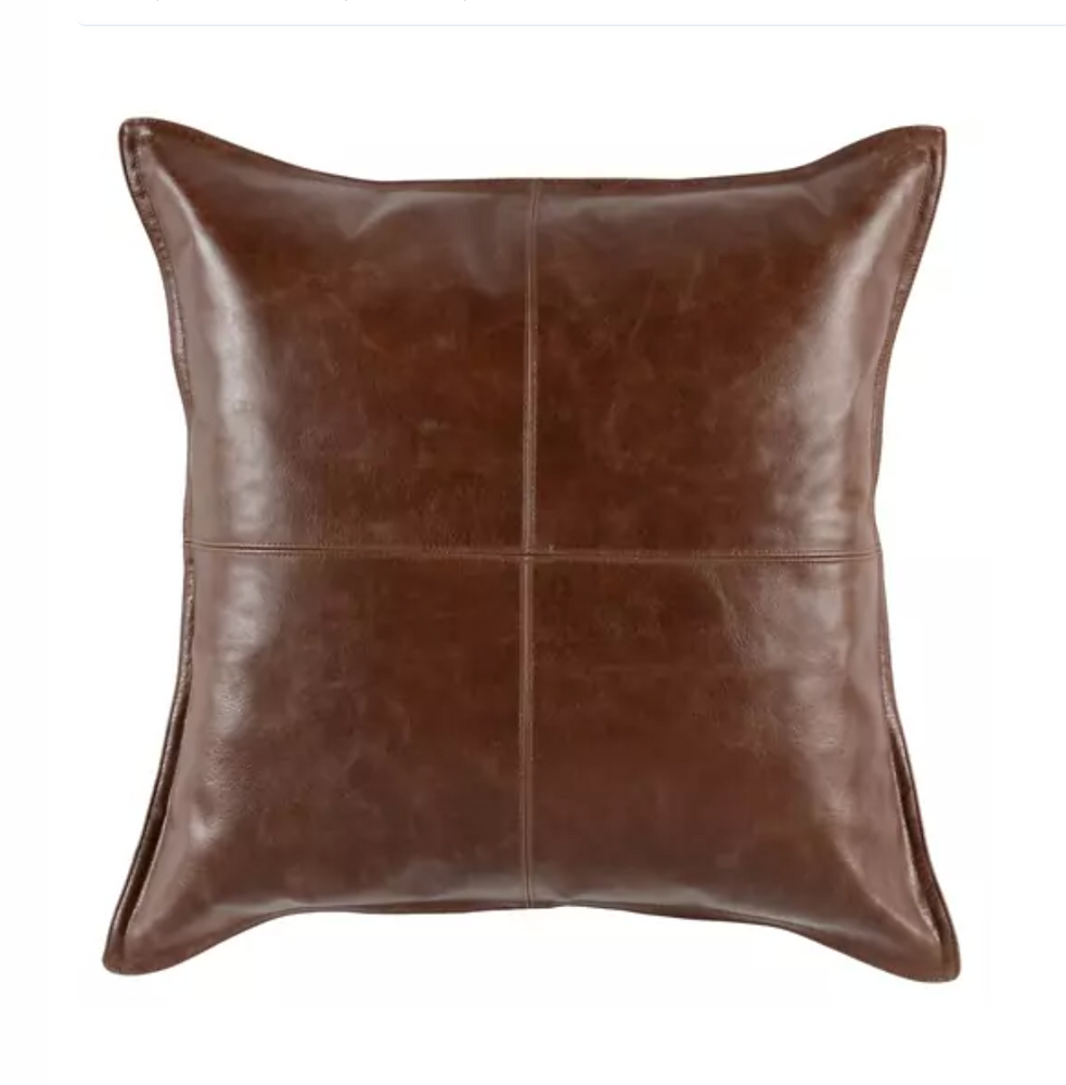 
            
                Load image into Gallery viewer, Brown Leather Pillow
            
        