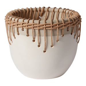 Ceramic & Woven Rattan Pot