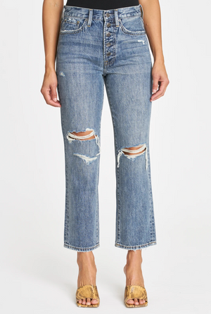 Charlie High Rise Straight Button Fly Jeans