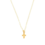 16" Gold Believe Cross Charm Necklace
