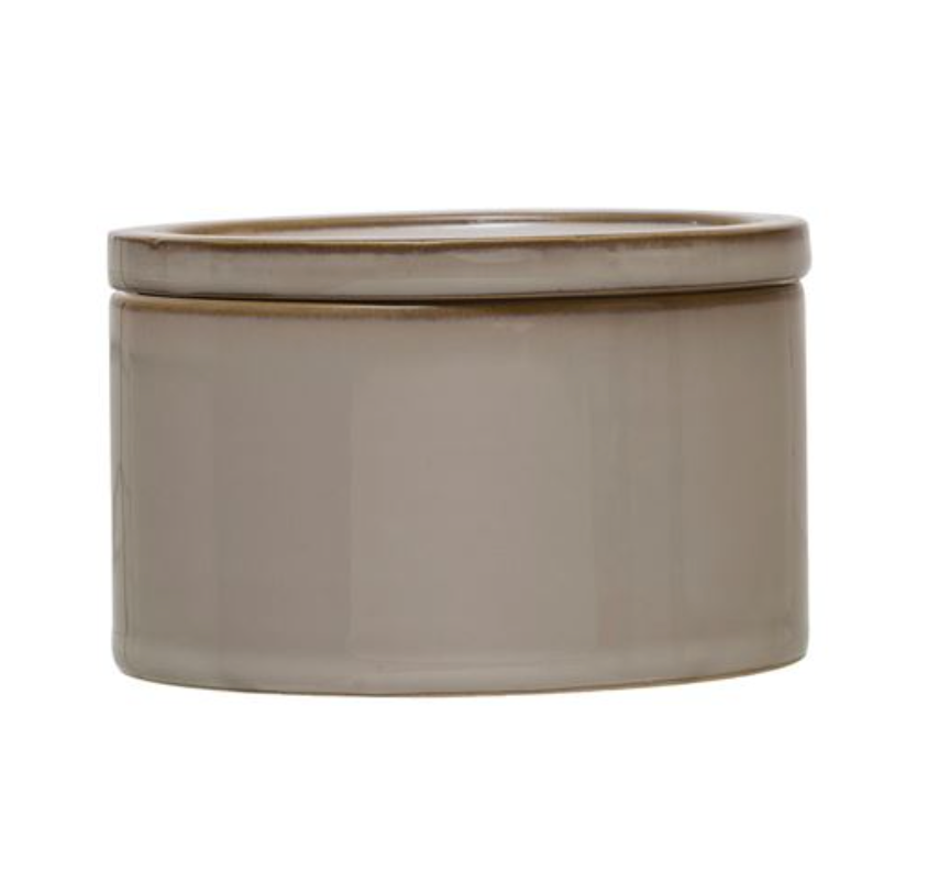 Cream Reactive Glaze Stoneware Canister