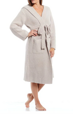 CozyChic Ribbed Hooded Robe | Silver Ice