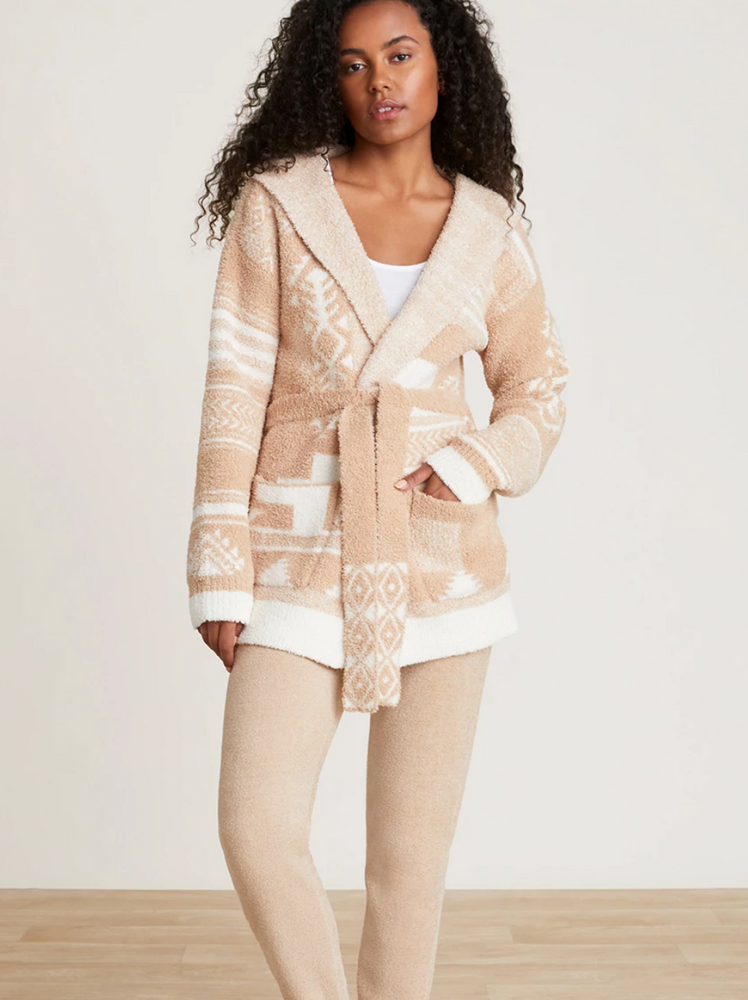 Hooded top belted cardigan