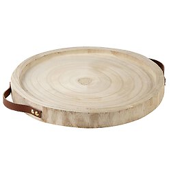 Natural Paulownia Wood and Leather Tray