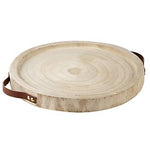 Natural Paulownia Wood and Leather Tray