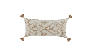 
            
                Load image into Gallery viewer, Embroidered Tassel Ivory + Natural Pillow
            
        