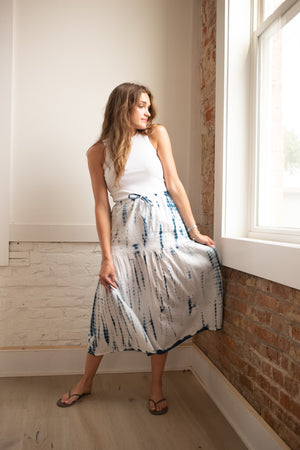 Hand Dyed Indigo Maxi Skirt