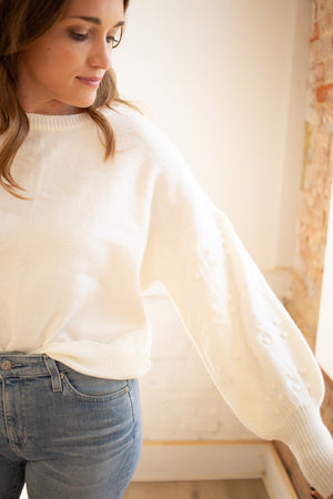 Dotted & Ballon Sleeve Sweater