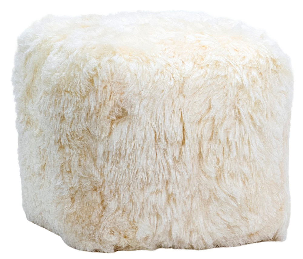Santiago Natural White Sheep Fur Pouf