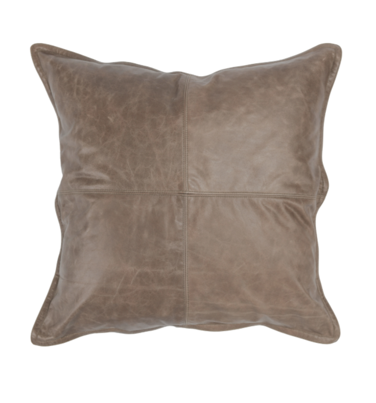 Taupe Leather Pillow