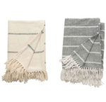 Brushed Cotton Stripe with Fringe Throw