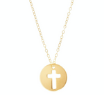 16" Gold Blessed Cut Out Cross Necklace
