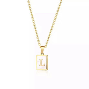 Mother of Pearl Initial Card Necklace